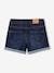 Geborduurde denim meisjesshort met bloemenstrik double stone+ongewassen denim - vertbaudet enfant 