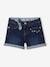 Geborduurde denim meisjesshort met bloemenstrik double stone+ongewassen denim - vertbaudet enfant 