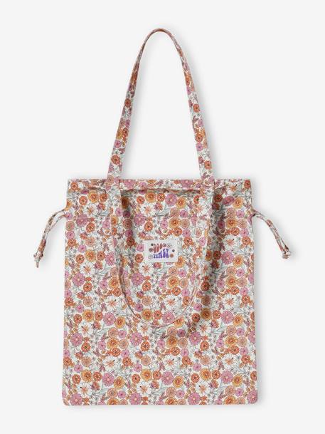 Gebloemde tote bag abrikoos (poederkleur) - vertbaudet enfant 