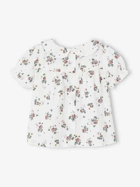 Gebloemd babyshirt met korte mouwen ecru - vertbaudet enfant 