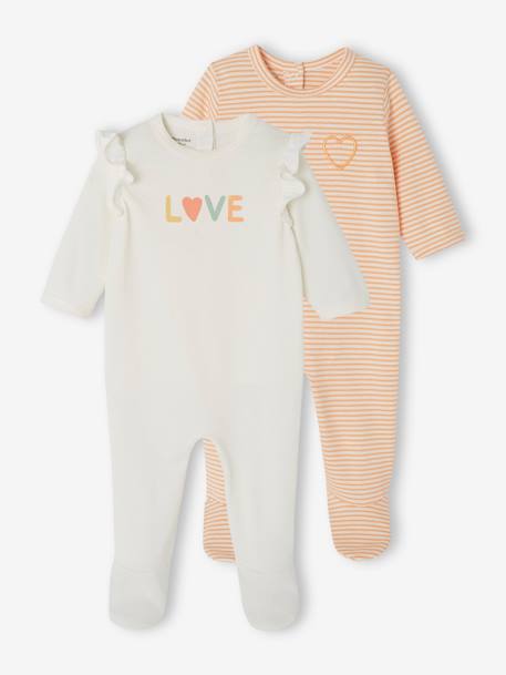 Set van 2 'love' jersey slaappakjes baby perzik - vertbaudet enfant 