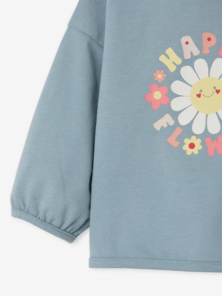 Sweater happy flower baby grijsblauw - vertbaudet enfant 