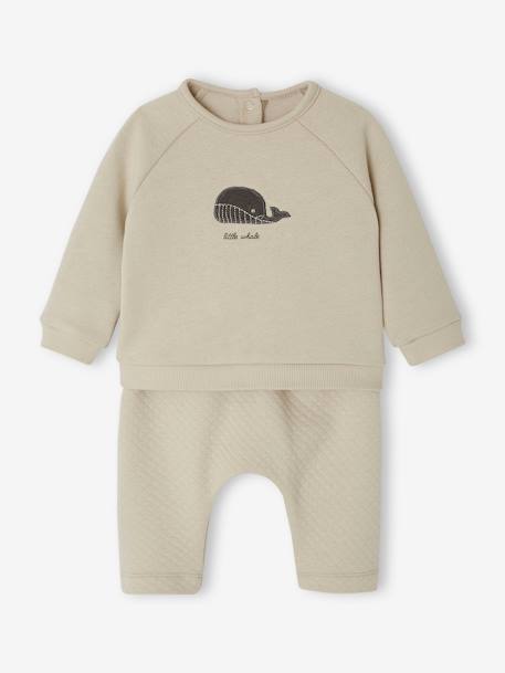 Set sweater en broek baby ecru+klei+nude - vertbaudet enfant 