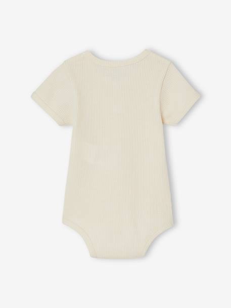 Set van 2 babyrompertjes van tricot met honingraatmotief van biologisch katoen olijf - vertbaudet enfant 