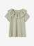 Meisjes-T-shirt met kraag van Engels borduurwerk ecru+oudroze+saliegroen - vertbaudet enfant 