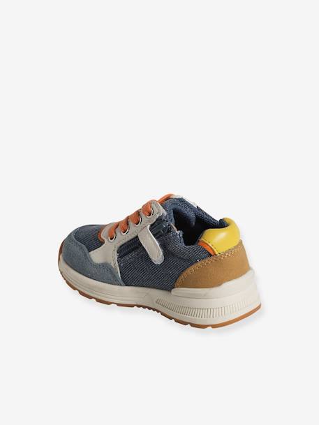 Babysneakers met veters en rits ecru+jeansblauw - vertbaudet enfant 