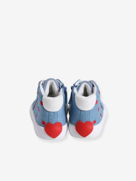 Hoge sneakers met veters en rits blauw, bedrukt - vertbaudet enfant 