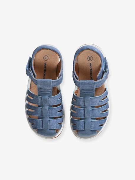 Sandalen met klittenband kinderen kleutercollectie jeansblauw - vertbaudet enfant 