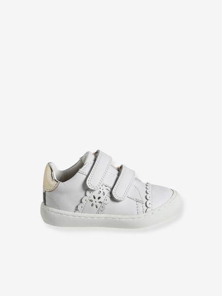 Leren babysneakers met klittenband marineblauw+wit - vertbaudet enfant 