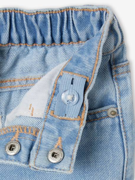 Jeans Mom fit MorphologiK meisjes heupomtrek SMALL double stone+jeansblauw+stone - vertbaudet enfant 