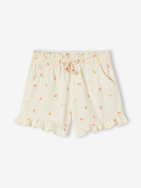 Meisjesshort met ruches blauw+ecru+marineblauw - vertbaudet enfant 