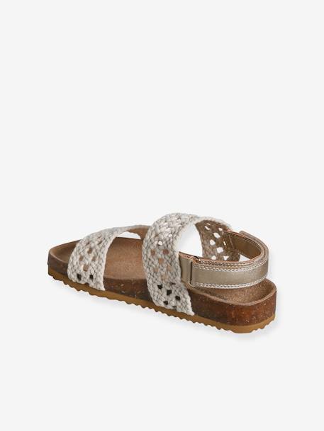 Kindersandalen met klittenband en gehaakt effect beige - vertbaudet enfant 