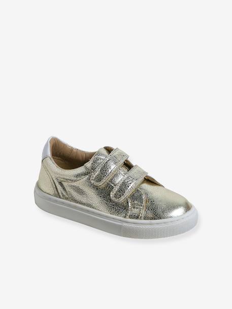 Goudkleurige leren kindersneakers goud - vertbaudet enfant 