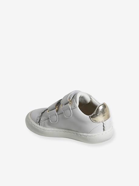 Leren babysneakers met klittenband marineblauw+wit - vertbaudet enfant 