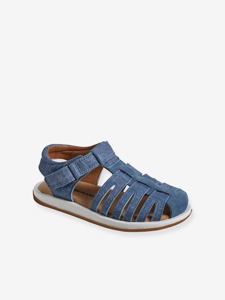 Sandalen met klittenband kinderen kleutercollectie jeansblauw - vertbaudet enfant 