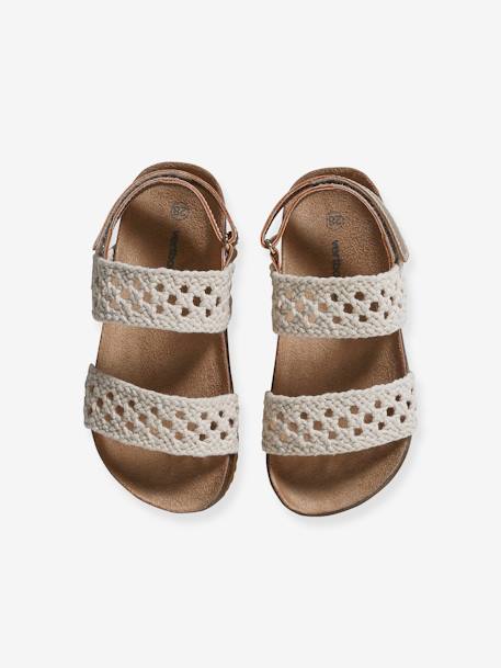 Kindersandalen met klittenband en gehaakt effect beige - vertbaudet enfant 