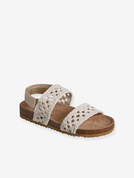 Kindersandalen met klittenband en gehaakt effect beige - vertbaudet enfant 