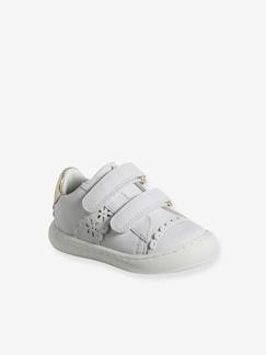 Schoenen-Baby schoenen 17-26-Loopt meisje 19-26-Sneakers-Leren babysneakers met klittenband