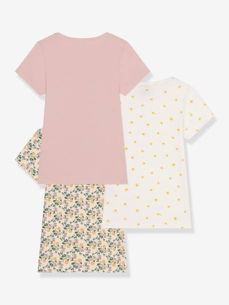 Set van 3 T-shirts met korte mouwen PETIT BATEAU oudroze - vertbaudet enfant 