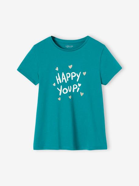 T-shirt met tekst meisjes aardbei+dennen+hemelsblauw+koraal+marineblauw+rood+vanille - vertbaudet enfant 