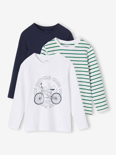 Set van 3 bijpassende jongensshirts met lange mouwen gemêleerd grijs+wit - vertbaudet enfant 