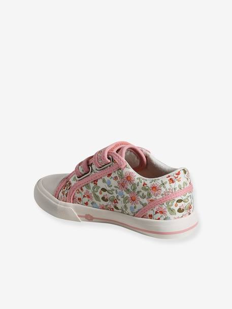 Sneakers met klittenband kleutercollectie gele bloemen+jeansblauw+lichtblauw+roze, bedrukt - vertbaudet enfant 