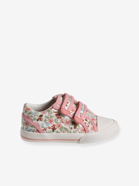 Sneakers met klittenband kleutercollectie gele bloemen+jeansblauw+lichtblauw+roze, bedrukt - vertbaudet enfant 