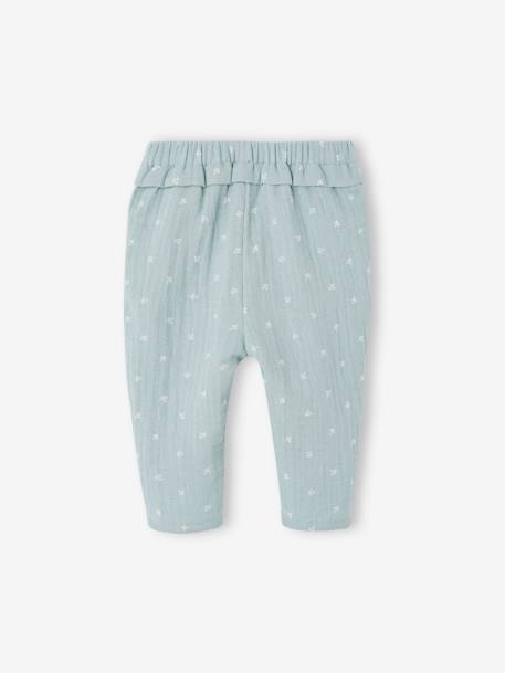 Babybroek van katoengaas ecru+grijsblauw+oudroze - vertbaudet enfant 