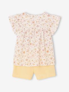 Meisje-Short-Set blouse met bloemen en short van katoengaas voor meisjes