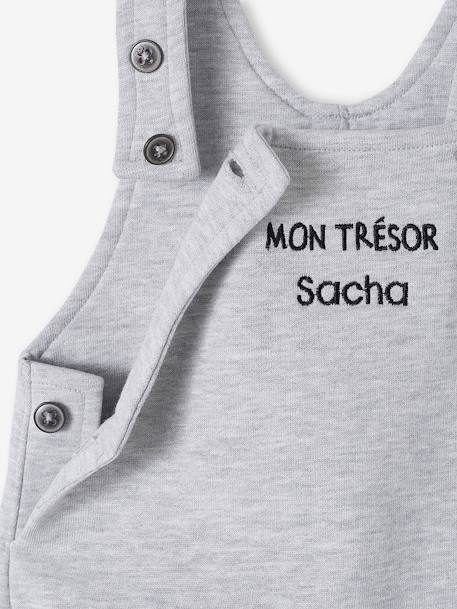 Fleece babyset met te personaliseren T-shirt en tuinbroek gemêleerd grijs+karamel - vertbaudet enfant 