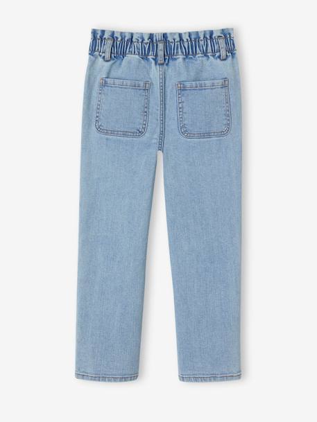 Onverwoestbare jeans in paperbagstijl voor meisjes double stone - vertbaudet enfant 