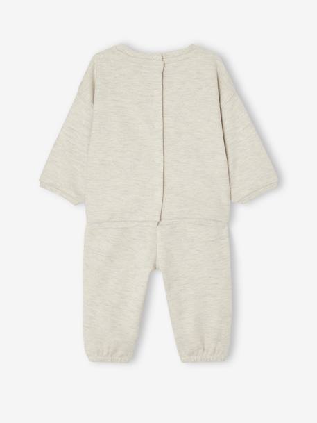 Molton babyset met sweater en harembroek gemêleerd beige+rouge - vertbaudet enfant 