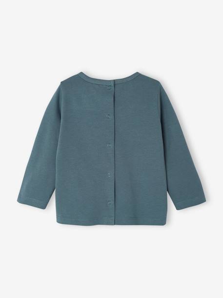 T-shirt met lange mouwen en tekst voor baby's groenblauw+wit - vertbaudet enfant 