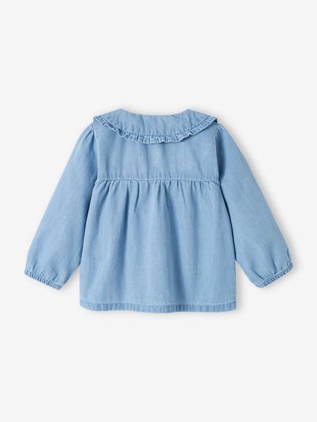 Babyblouse van lichte denim gebleekt denim - vertbaudet enfant 