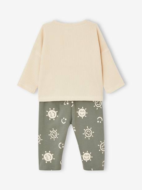 Babyset T-shirt + molton broek betongrijs+kaki - vertbaudet enfant 