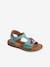 Leren sandalen met klittenband kinderen kleutercollectie turquoiseblauw - vertbaudet enfant 