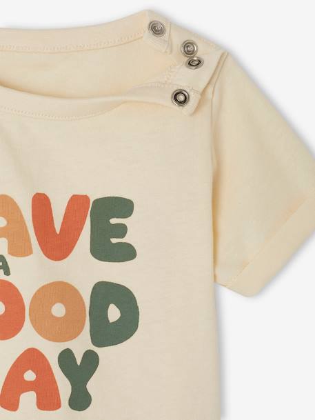 Set babyshirt met print en baggy short kaki - vertbaudet enfant 