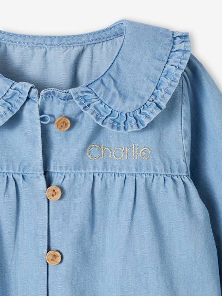 Babyblouse van lichte denim gebleekt denim - vertbaudet enfant 