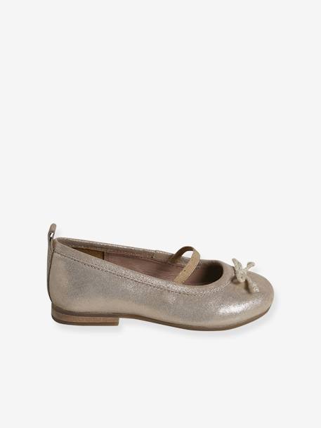 Ballerina's in metallic leer voor meisjes goud - vertbaudet enfant 