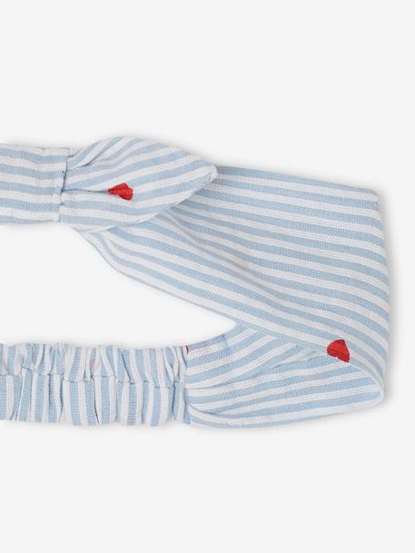 Set van seersucker jurk + short + band baby blauw, gestreept - vertbaudet enfant 