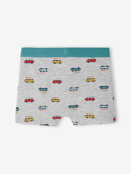 Set met 4 stretch jongensboxers 'busje' van biokatoen blauwgroen - vertbaudet enfant 