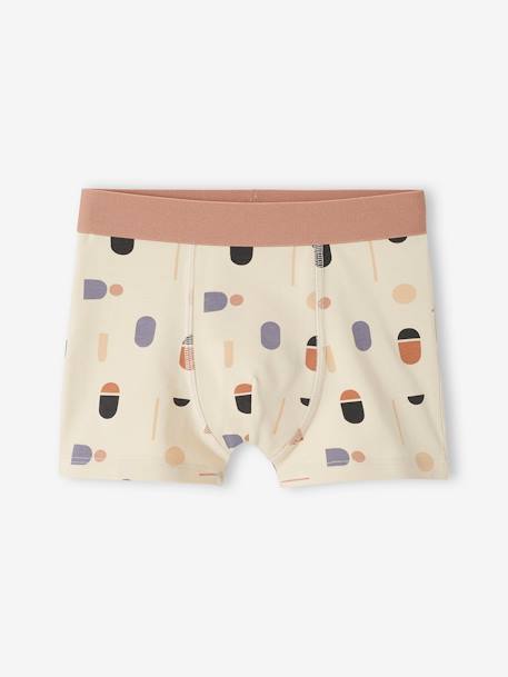 Set met 5 grafische stretch jongensboxers van biokatoen ecru - vertbaudet enfant 