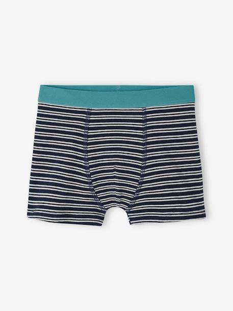 Set met 4 stretch jongensboxers 'busje' van biokatoen blauwgroen - vertbaudet enfant 