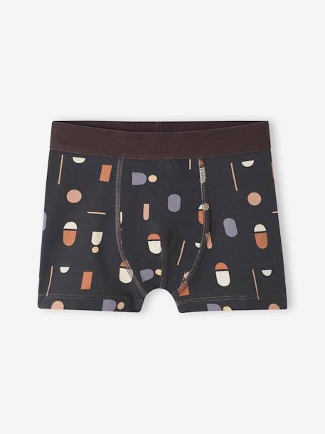 Set met 5 grafische stretch jongensboxers van biokatoen ecru - vertbaudet enfant 