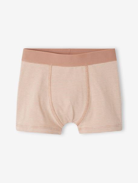 Set met 5 grafische stretch jongensboxers van biokatoen ecru - vertbaudet enfant 