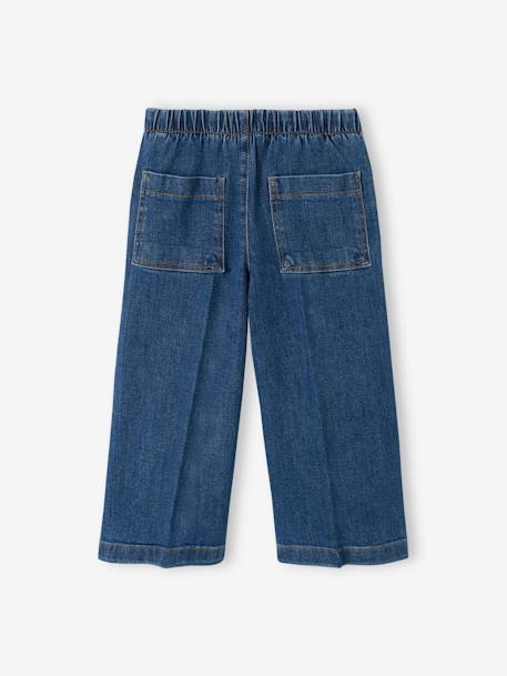 Driekwartsbroek met grote opening meisjes double stone+ongewassen denim - vertbaudet enfant 