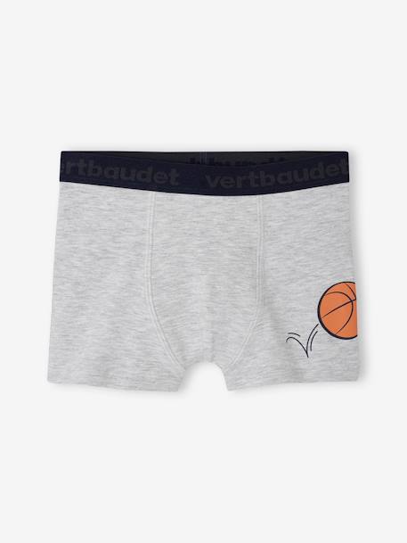 Set met 5 stretch jongensboxers 'basket' van biokatoen gemêleerd grijs - vertbaudet enfant 