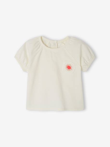 Gehaakt babyshirt met bloemmotief ecru - vertbaudet enfant 