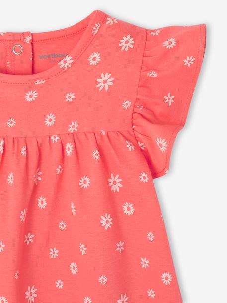 Jersey babyjurk fuchsia+koninklijk blauw met stepen+lichtgeel - vertbaudet enfant 