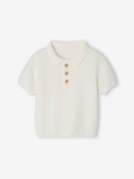 Tricot babypolo ecru - vertbaudet enfant 